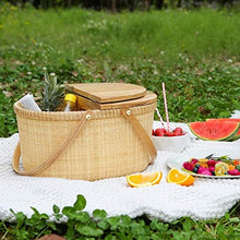 ZYBB Picnic Baskets Rattan Handle Basket Double Handle Fruit Basket Kitchen Vegetables Eggs Woven Storage Basket 38X28x22cm