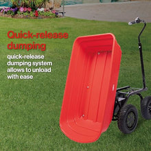 Electric Wheelbarrow Cart, Powered Garden Cart, 264LBS Capacity, 2.6 cu.ft Volume, 24V 180W 75L, 4 Wheeled for Yard, Farm, Beach and Heavy Duty Hauling (Red)