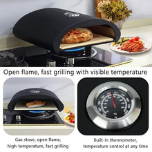 DOJBK 12in Fuel Pizza Oven, Outdoor Portable Oven, Built-in Thermometer, with Pizza Stone, Maximum Temperature Can Reach 520°, for Outdoor Cooking, Home, Party