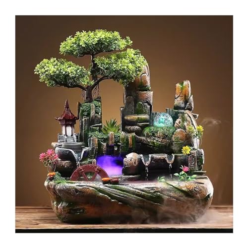 SDVantage Table Fountain Bonsai Rockery， Flowing Water Fountain Tabletop Small Ornaments， Crystal Ball ， Ceramic Landscape Ornaments Fountains，