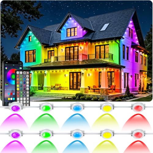 LADIKAKA 100Ft Permanent Outdoor LED Eave Lights for House, IP67 Waterproof, Exterior Lighting
