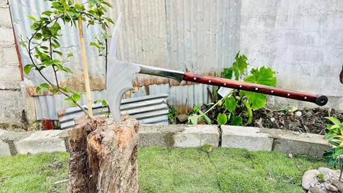 EGKH Custom Axe with Long Handle and Carbon Steel Blade Silver