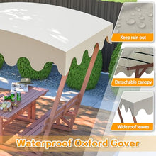 Outdoor Waterproof Solid Wood Picnic Table Set with Removable Canopy – All-Weather 6-Seater Patio Dining Furniture for Backyard, Garden, Deck, Beach & Camping