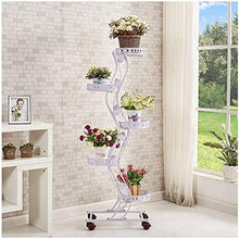 RWGOVLU Plant Stand Flower Stand Iron Plant Stand with Wheels Indoor Floor-Standing Flower Ladder Display Rack,3 Colors Flower Stand