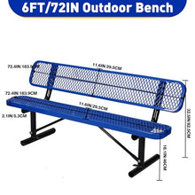 Metal Park Bench for Outside, Outdoor Bench with Backrest & Portable Frame