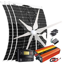 760W Wind Solar Power Complete Kit with 1000W Inverter: 400W Wind Turbine Generator + 3pcs 120W Flexible Solar Panels + Controller + Cable & Connector, 12V Battery Charging