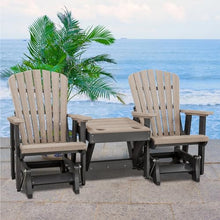 American Furniture Classics Double Glider with Table Weatherwood and Black