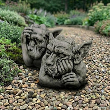 OLOMA Gothic Gargoyle Pair Concrete Garden Statue Set Mythical Creatures Statues Outdoor Garden Decor Lawn Ornaments Yard Art Patio Decoration Handcrafted Fantasy Sculptures