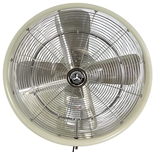 HydroMist Shrouded Oscillating Misting Fan, Wall Mount, 24 Inch, White