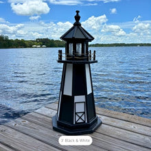DutchCrafters Decorative Wooden Lighthouse, Standard Light Bulb, Cape Henry Style - Amish Made in USA (Black/White, 4 Foot)