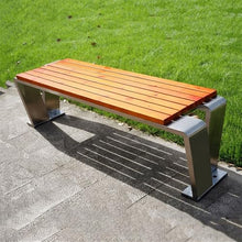 VHDY85KA Park Zigzag Stainless Steel Outdoor Bench Wood Seat Plate Park Bench Entryway(Medium)