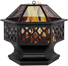 Fire Pit, Iron Fire Pit Outdoor Patio BBQ Camping Bonfire, Outdoor Fireplace Fire Bowl with Spark Screen, Great for Outdoor and Patio