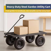 51.2" x 23" Steel Garden Utility Cart - 1,200 lb Capacity - Heavy-Duty Mesh Wagon with Removable Sides, Flatbed Conversion, 13" Pneumatic Tires for Landscaping, Yard, Farm, and Commercial Use