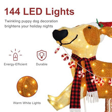 Puleo International 4' Pre-Lit Outdoor Puppy Christmas Holiday Decor with 144 Warm White Twinkling LED Lights