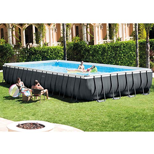 Intex Ultra XTR Frame Rectangular Swimming Pool Set Blue Gray