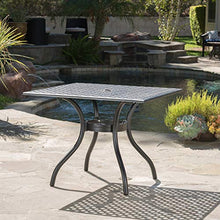 Christopher Knight Home Cayman Cast Aluminum Square Table, Black Sand Dimensions: 39.50”L x 39.50”W x 29.50”H