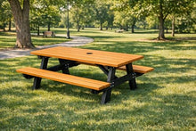 Frog Furnishings Frame Table and Bench Seat Heavy Duty Rectangular Portable Outdoor and Good Base All Weather Backyard Poolside Dining Party Garden Patio Lawn- Gray Slat (6ft.Ada)