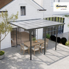 Outsunny 12' x 10' Outdoor Polycarbonate Pergola Hardtop Aluminum Gray