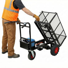 TYMMC Electric Transportation Cart 700W Motor Powered Utility Garden Dump Wagon 660 lbs Load Capacity Black Yard Cart for Lawn
