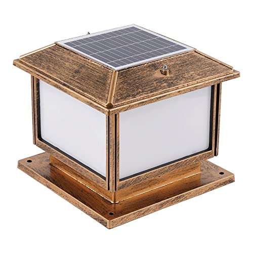 MOCIGERN 4-Colors Solar Post Cap Lights Aluminum Metal Pillar Lighting Remote Control Column Lamp for Garden Backyard Patio Yard Wall Stair Step Railing (Color : Brass, Size : Width:50cm)