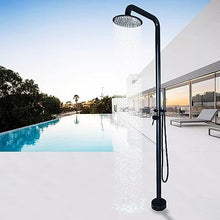 CFDZCP Outdoor Shower kit 220cm Freestanding Outdoor Shower with Body Jets and Handheld, Stainless Steel Garden Shower Fixtures for Outside Poolside Patio Pool Spa, Matte Black