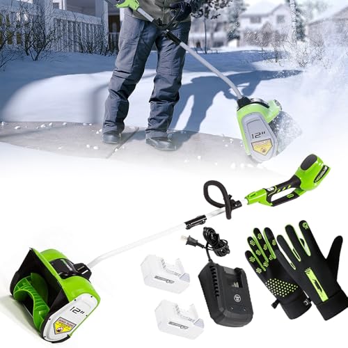 1200W Electric Snow Blower, 1800RPM Handheld Cordless Snow Shovel with 2 Battery, 8m Throwing Outdoor Snow Clearing Artifact, Adjustable Direction, Rechargeable Small Snowplow for School Roads