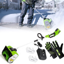 1200W Electric Snow Blower, 1800RPM Handheld Cordless Snow Shovel with 2 Battery, 8m Throwing Outdoor Snow Clearing Artifact, Adjustable Direction, Rechargeable Small Snowplow for School Roads