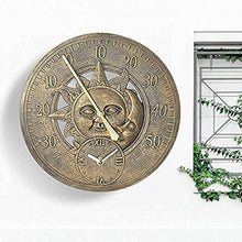 ZYBB Outdoor Garden Wall Clock, 12 Inch Large Retro Resin with Thermometer Indoor Outdoor Decoration Outside Clock Quartz Clock