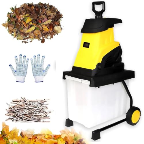 DUXMM Electric Garden Shredder with Reversible Blade System for Branches 10m-PowerCord