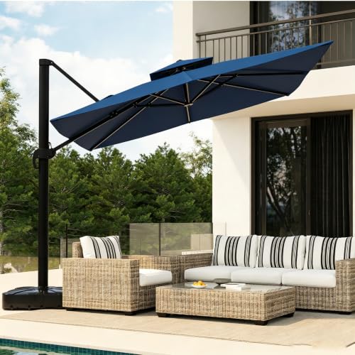 10x10 ft Square Cantilever Patio Umbrella,Aluminum Umbrella Outdoor Patio