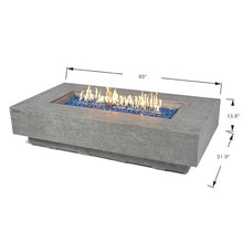 AMS Fireplace | Elementi Plus | Riviera | Rectangular Light Gray Concrete Propane Gas Fire Table Pit (Liquid Propane)