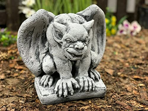 OLOMA Concrete monster statue Gothic Halloween decor Stone guardian gargoyle sculpture Garden demon figurine Outdoor cement decoration Yard art Angry gargoyle sculpture Gargoyle statue outdoor