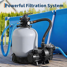 19" Sand Filter Pump for Above Ground Pool with Timer, 1.5HP 6075GPH Swimming Pool Pump & Sand Filter System with 7-Way Valve & Strainer Basket, Pool Pumps Above Ground, Grey