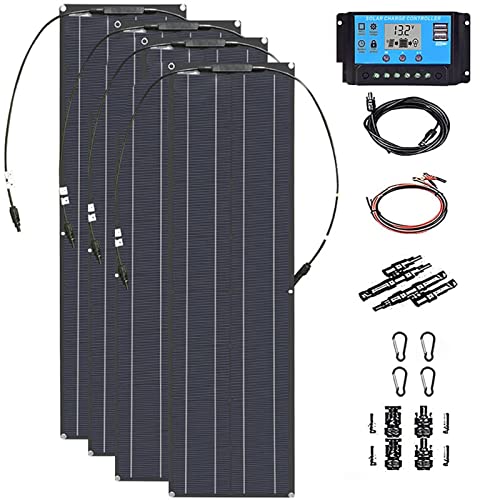 CURIND 800W 18V Flexible Solar Panel,(4 Pieces of 200W) High Efficiency Monocrystalline Solar Panels Generates Kit, for Home, Camping, Boat, Caravan,30A