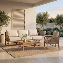 Hives & Honey Westwood Outdoor Sofa, 88" Grade-A Teak Patio Couch, White