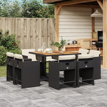 YNGBHFNOP 8-Piece Outdoor Patio Dining Set with Table and Chairs, Black Brown Synthetic Rattan Furniture for Garden Terrace Backyard, Foldable Weather-Resistant Modern Seating Group with Cushions