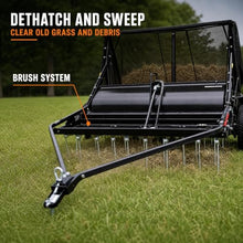 48" Tow-Behind Combo Lawn Sweeper with Dethatcher and Hamper