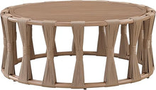 Meridian Furniture 55005-CT San Pietro Collection Art Deco Outdoor Patio Coffee Table with Natural Teak Finish Aluminum, Polypropylene Fabric Rope, 40.5" W x 40.5" D x 16.5" H, Natural