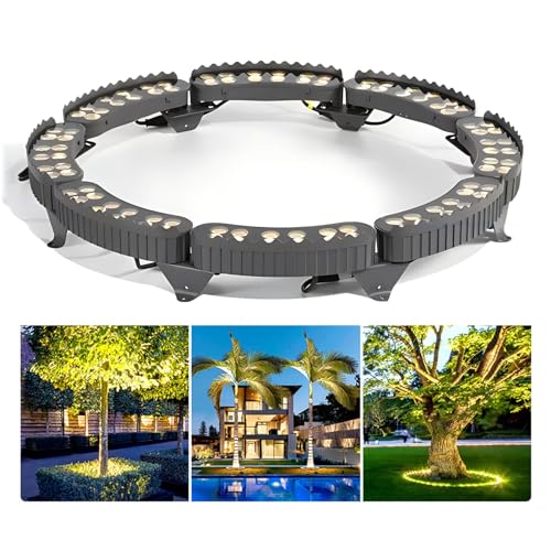 ETRYOX Outdoor Landscape Spotlights, Small LED Ring Tree Light, Garden Lighting, for Courtyards Driveways Park Lawn(Warm White Light,Pack of 8)
