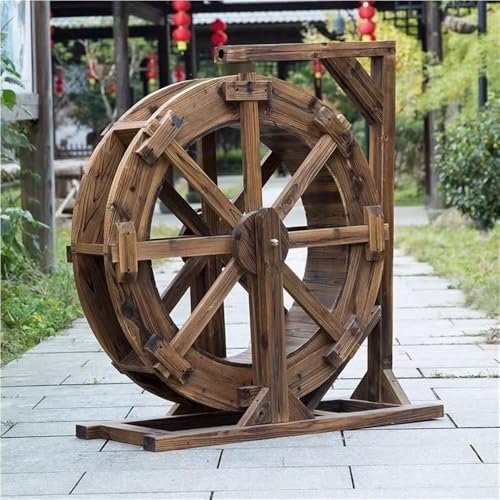 Outdoor Water Fountain for Garden and Patio, Wooden Waterwheel Fountain, Freestanding Water Feature, Yard Fountains, Outdoor Decor(16.1x39.4x41.3in)