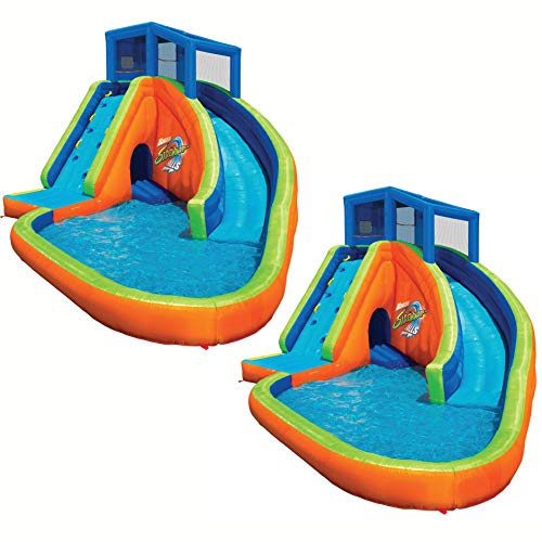 BANZAI Inflatable Water Park Kiddie Pool with Slides & Cannons 2 Pack Multi