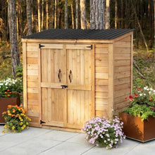 Outdoor Living Today 3 ft. D x 6 ft. W Cedar Wood Garden Chalet Shed with Double Doors and Metal Roof (18 sq. ft.) (Metal Roof)