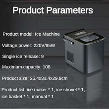 Automatic Ice Maker, 6-Minute Rapid Intelligent Fully Automatic Bullet Ice Block Making Machine, Suitable for Dormitories, Offices and Outdoor Activities