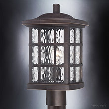 Urban Ambiance Luxury Craftsman Outdoor Post Light, Medium Size: 16.5" H x 9.5" W, with Tudor Style Elements, Highly-Detailed Design, Oil Rubbed Parisian Bronze Finish and Water Glass, UQL1247