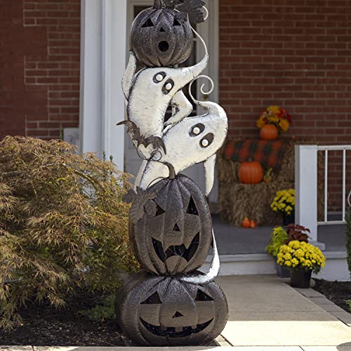 Zaer Ltd. Large Metal Halloween Archway Arbor with Pumpkins and Ghosts
