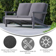 Flash Furniture Charlestown Adirondack Loveseat with Cushions Gray