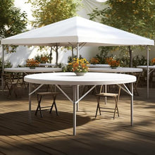 PRO&Family Round Folding Table for Events, Dining, Church, School, Wedding, Backyard Tables (10, 72'' Bi-Folding)
