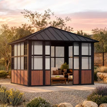 Modern Shade Solarium 12'x12' Sunroom with TV Mount & 2 Sliding Doors