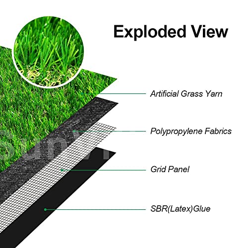 Petgrow Realistic Artificial Grass Turf 10FTx25FT Synthetic Lawn Mat