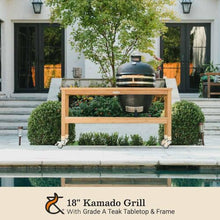 Ash & Ember 18" Kamado Grill with Table Nest Stand & Grade A Teak Table